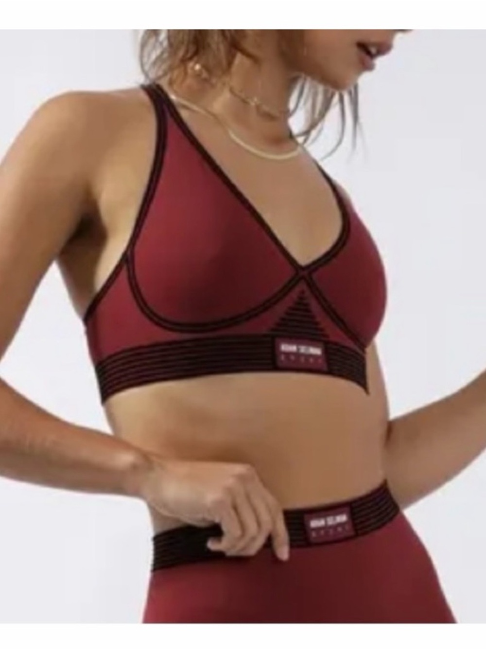 Adam Selman Sport Bonded Sports Bra in Oxblood - Picture 2 of 4